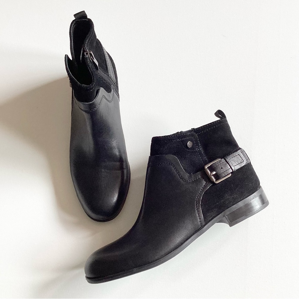 NWT Franco Sarto Black Buckle Ankle Boots